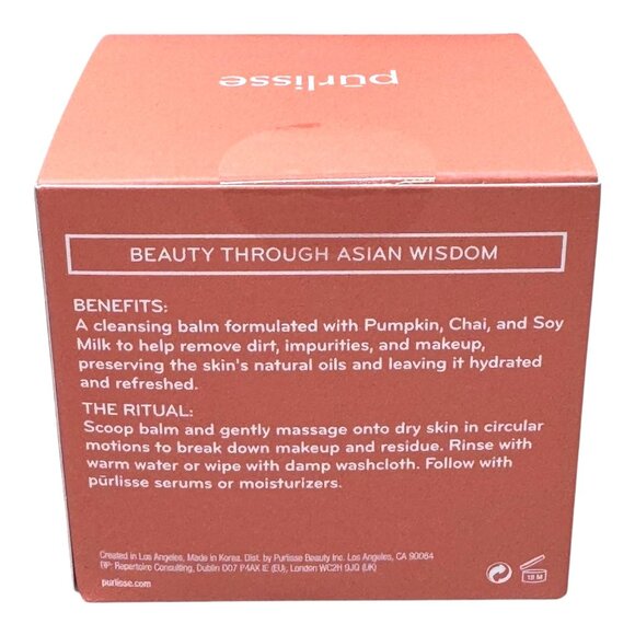 Purlisse Pumpkin Chai Latte Cleansing Balm 2.7oz  Removes Dirt & Makeup Soy Milk - Picture 4 of 5